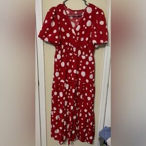 Size XL SHEIN Red and white polka dot dress
